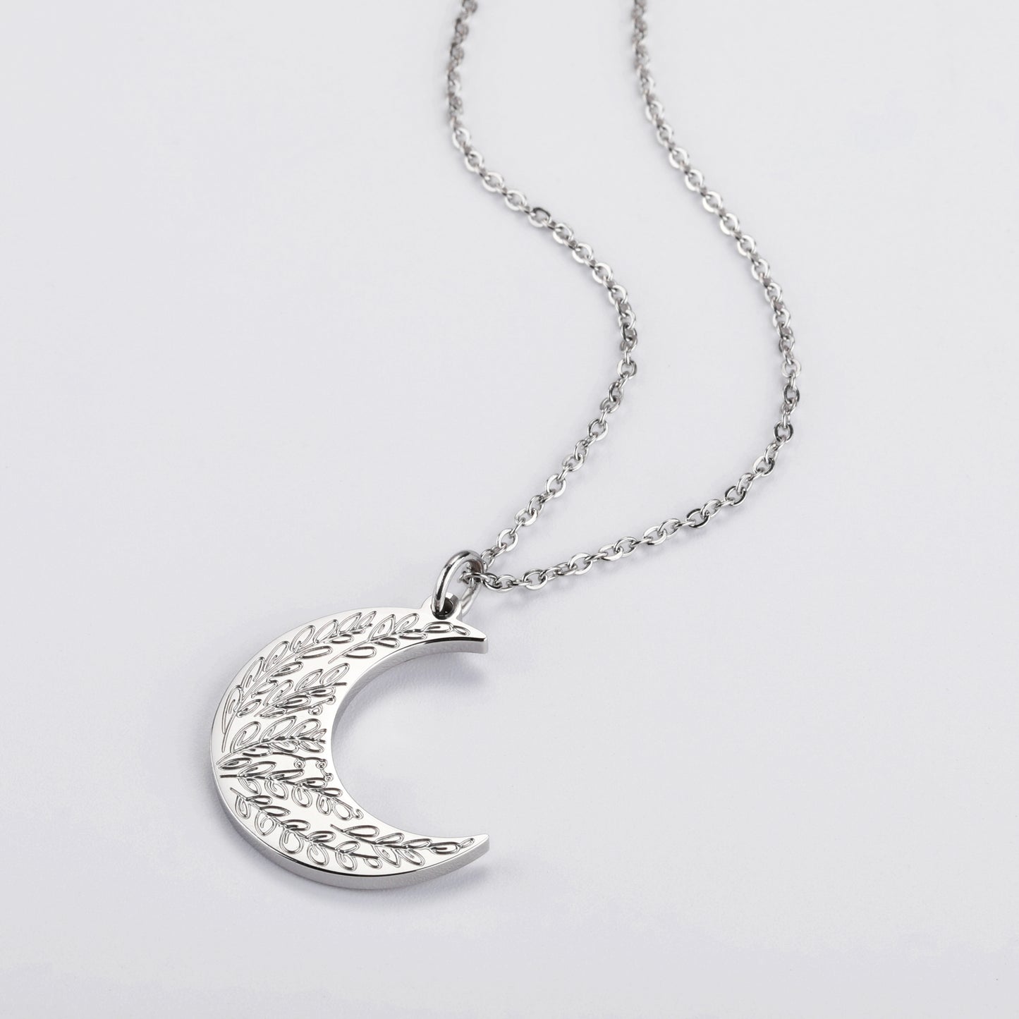 Darjali Jewelry Botanical Moon Necklace 18K White Gold